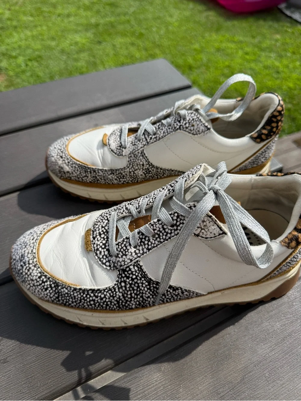 Madewell White, Black Speckle & Tan Mixed-Media Sneaker